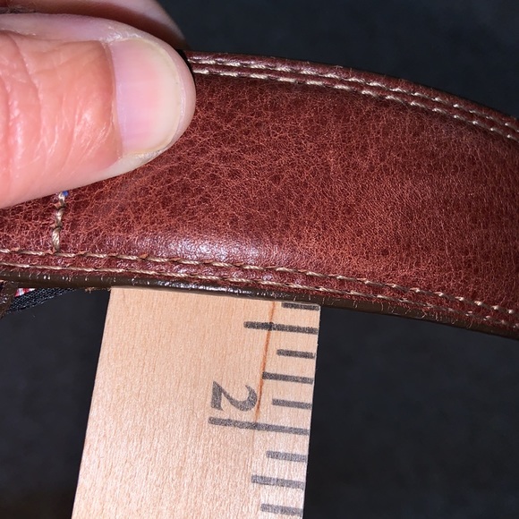 BRIGHTON leather belt Made in USA SIZE 38 brown Italian calfskin - Picture 12 of 12